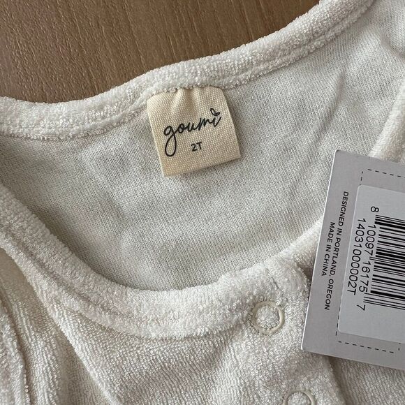 NWT Goumi Kids Cloud Terry Romper SZ 2T Toddler White One Piece Bamboo Shortie - Picture 3 of 3